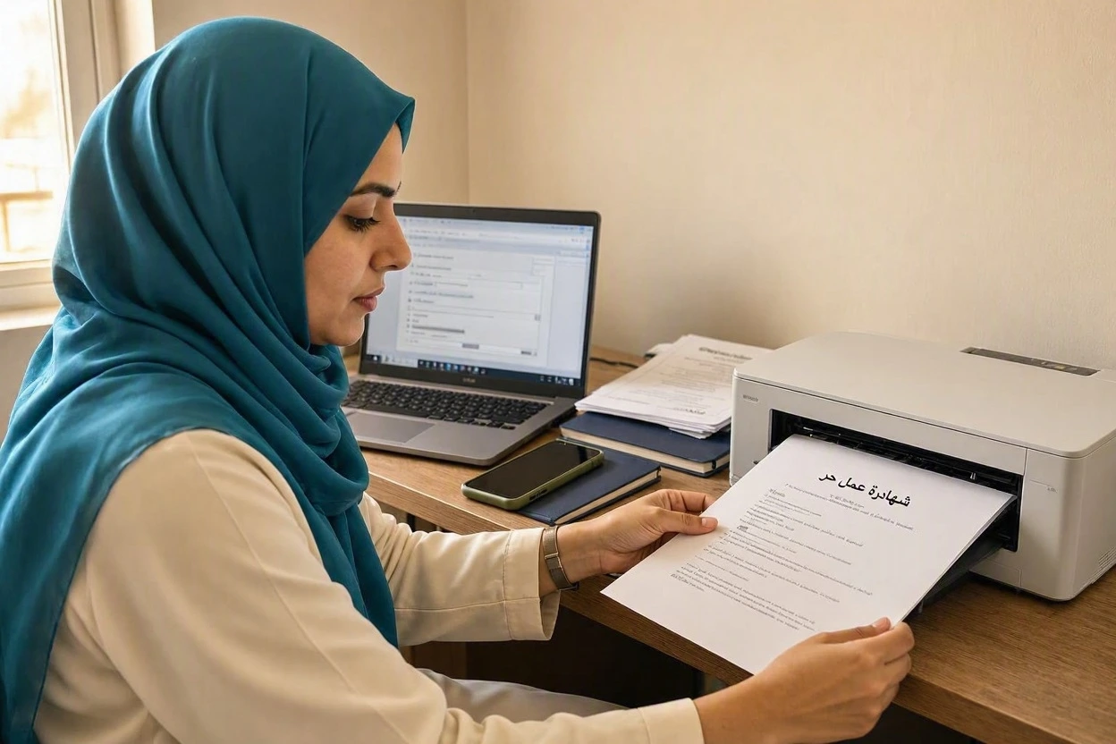 طباعة شهادة عمل حر